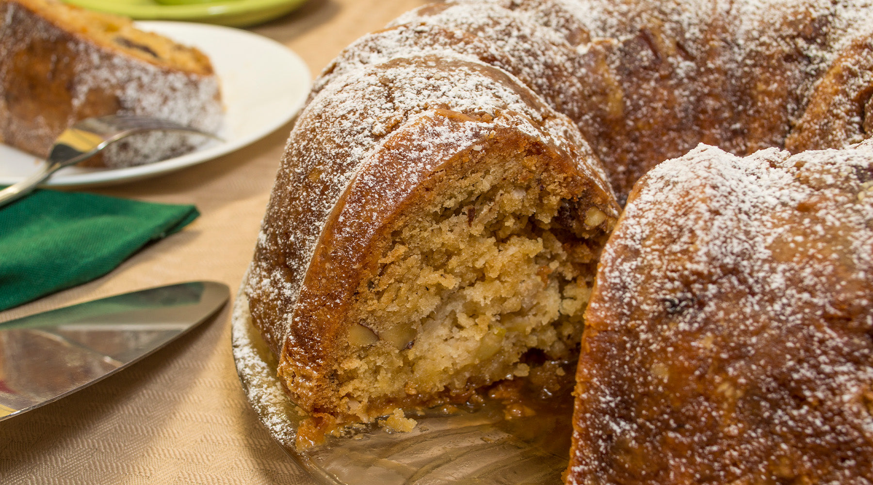 Apple cake on counter top