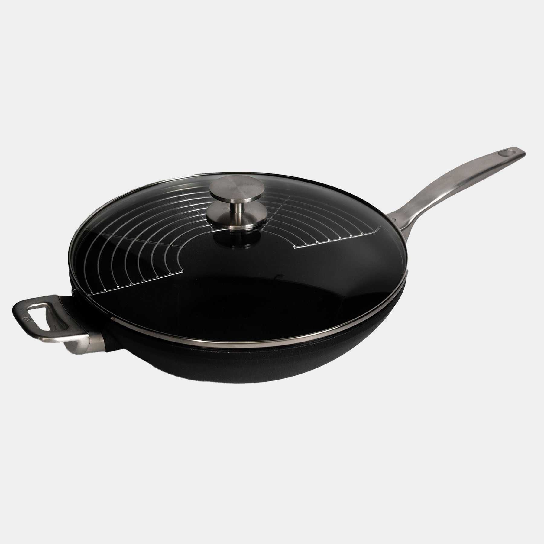 CXD PFAS Free Nonstick Wok with Lid and Rack - 12.5" (32 cm), 5.3 QT (5 L) - Swiss Diamond