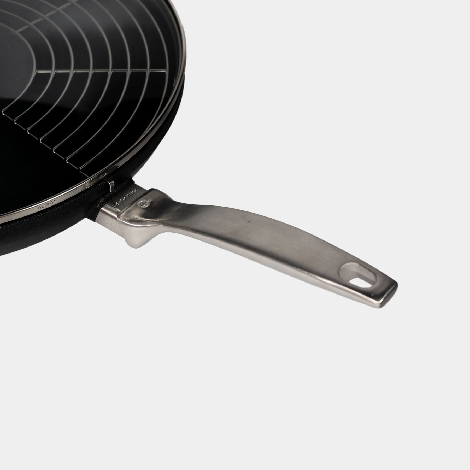 CXD PFAS Free Nonstick Wok with Lid and Rack - 12.5" (32 cm), 5.3 QT (5 L) - Swiss Diamond