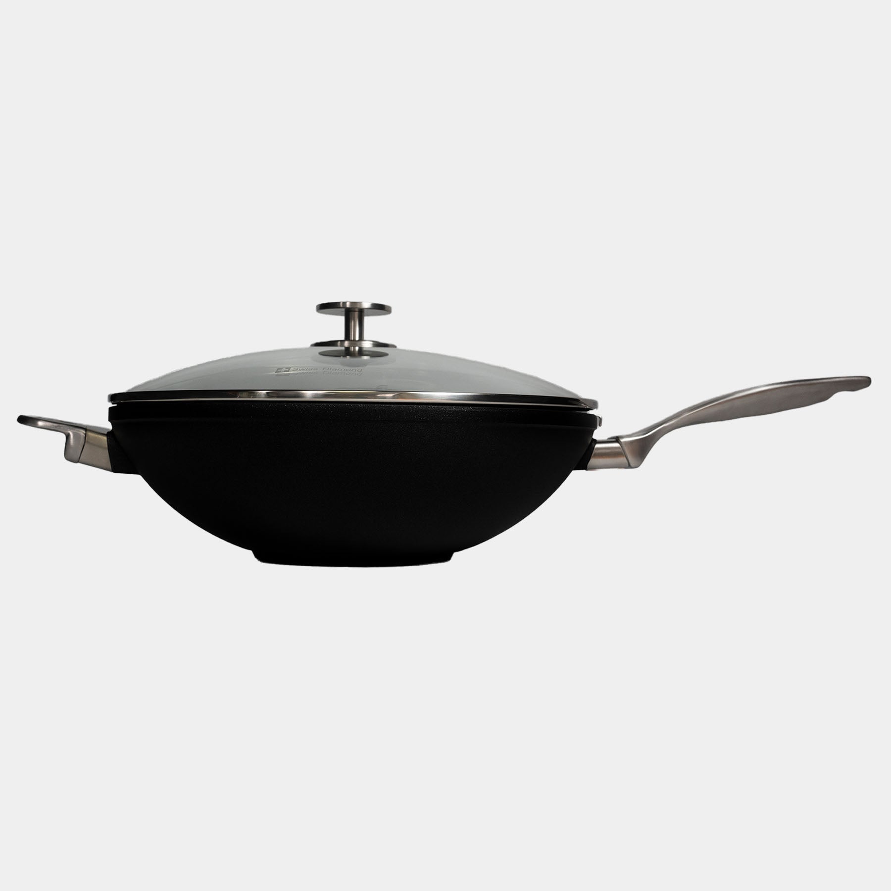 CXD PFAS Free Nonstick Wok with Lid and Rack - 12.5" (32 cm), 5.3 QT (5 L) - Swiss Diamond