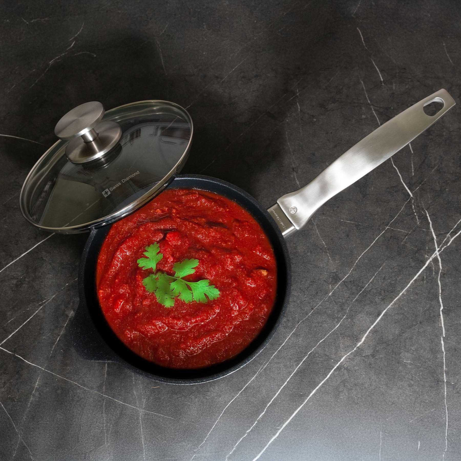 CXD PFAS Free Nonstick Saucepan with Glass Lid - Swiss Diamond
