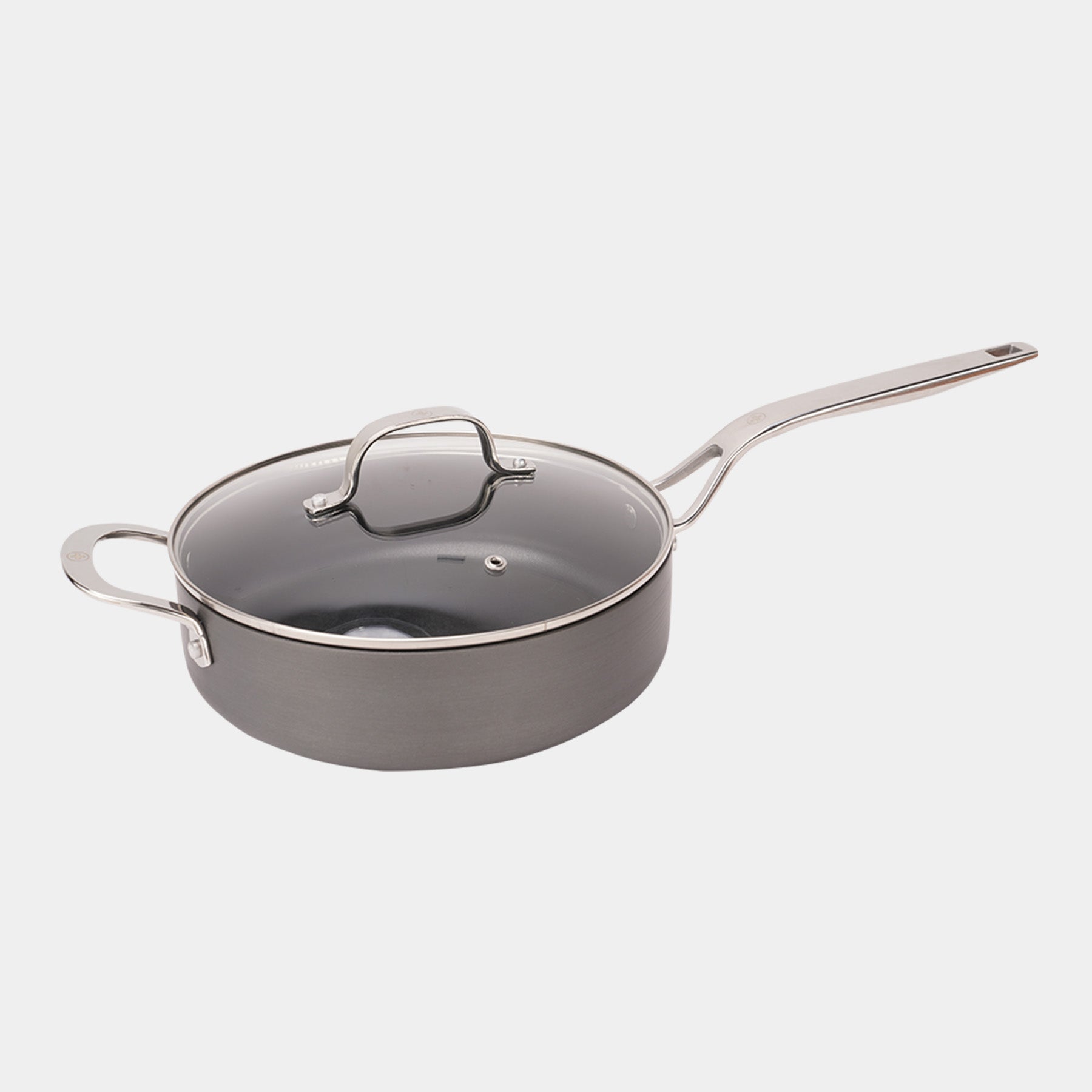 Hard Anodised 4 qt Saute Pan with Glass Lid - Induction