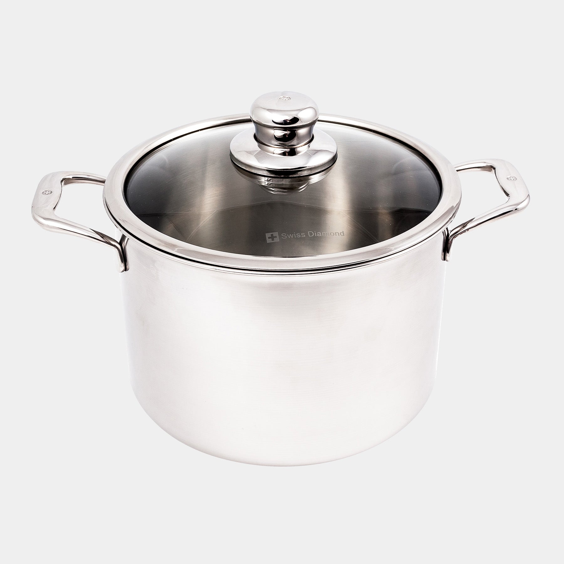 Premium Clad qt Stock Pot with Glass Lid Induction Swiss