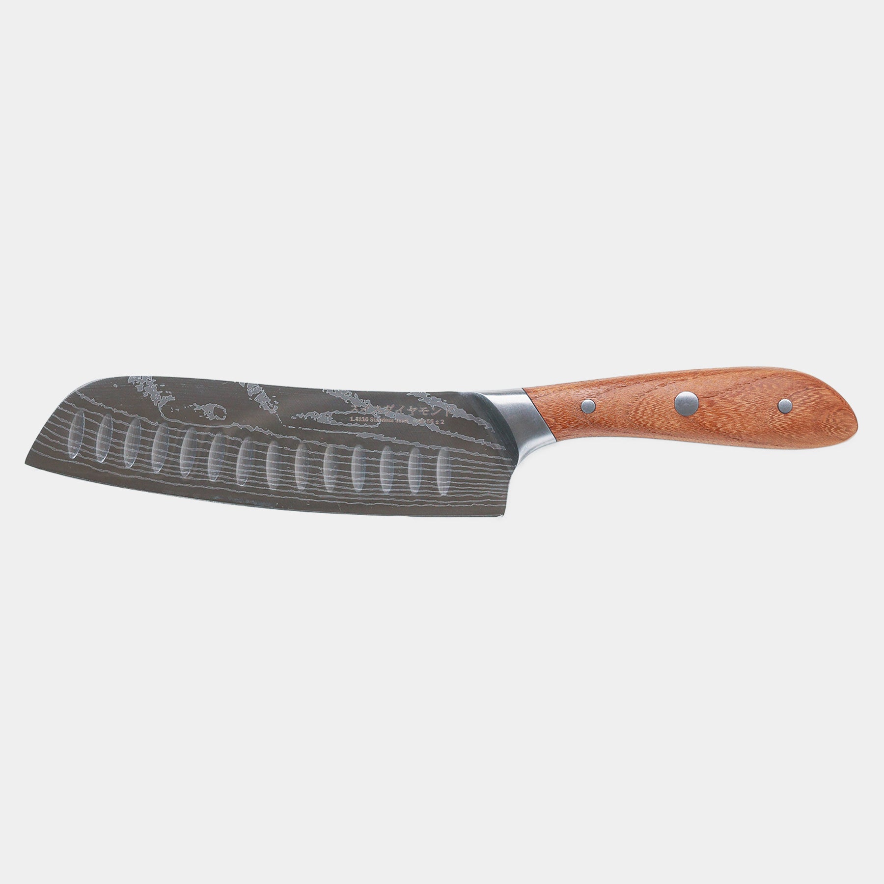7" Damascus Santoku Knife top view