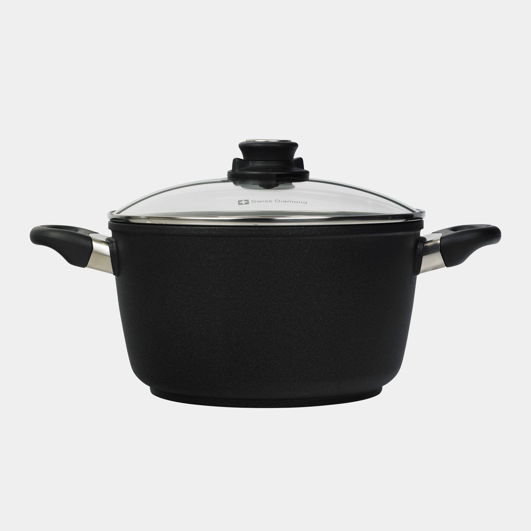 XD Nonstick 5.5 qt Stock Pot with Glass Lid Media side view