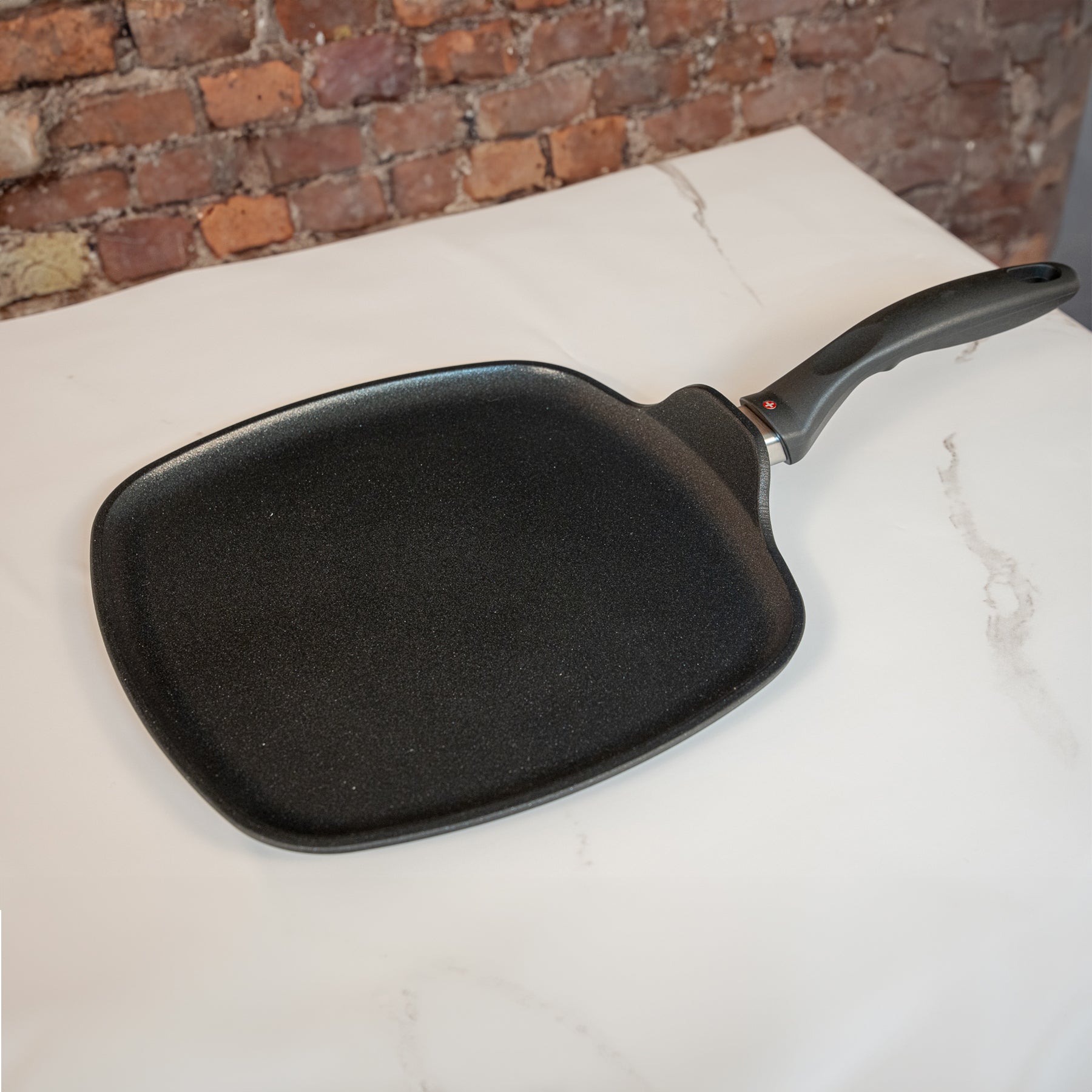 XD Nonstick 11" x 11" Square Griddle - Induction on white marble kitchen counter