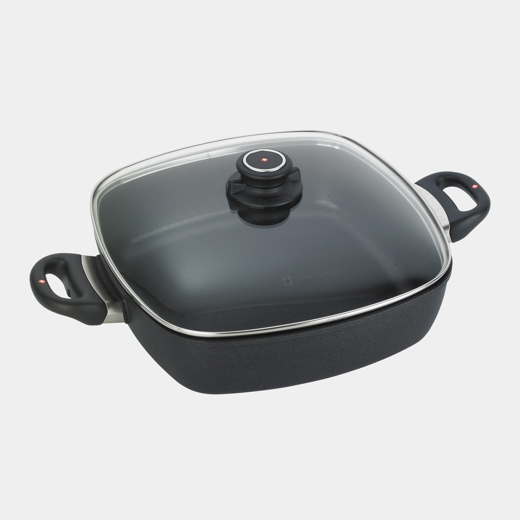 XD Nonstick 5 qt Square Casserole with Glass Lid Top View