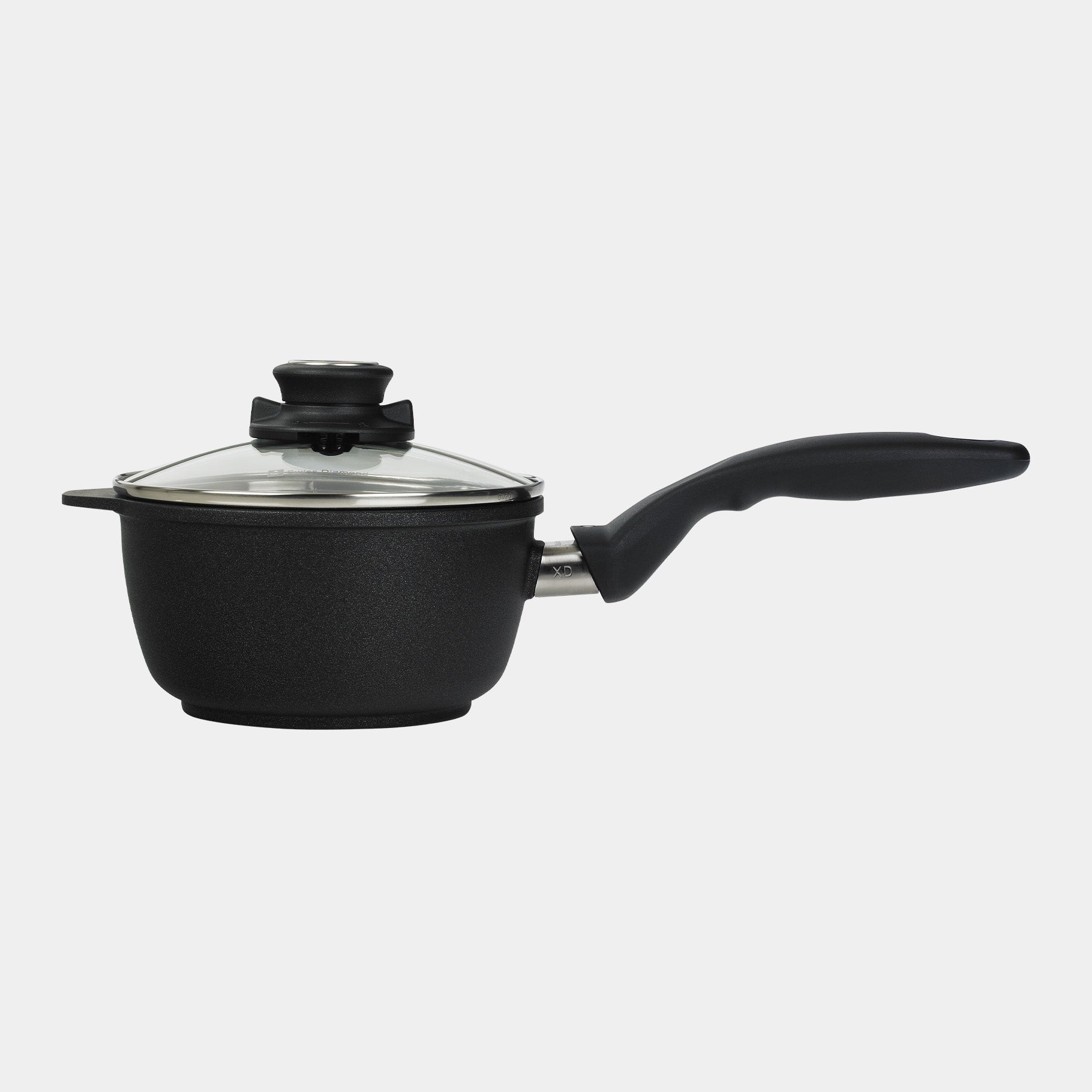 XD Nonstick 1.4 qt Saucepan with Glass Lid - Side View