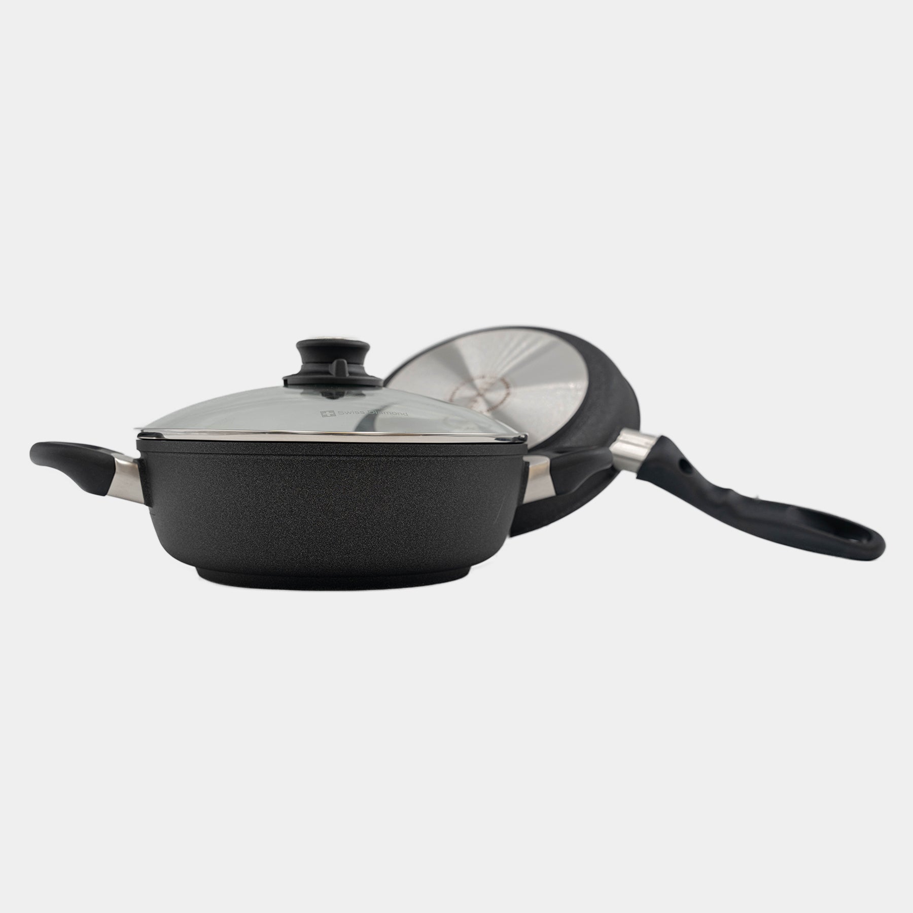 XD Nonstick 3-Piece Set - Fry Pan & Casserole - Induction side and bottom view
