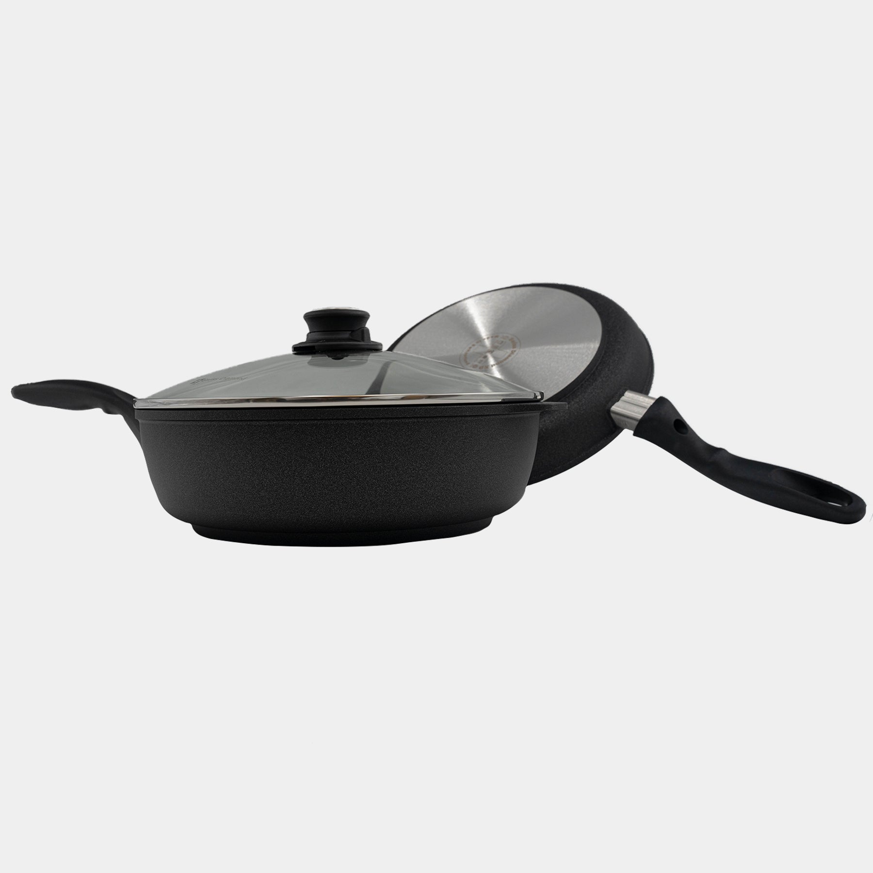 XD Nonstick 3-Piece Set - Fry Pan & Saute Pan - Induction side and bottom view