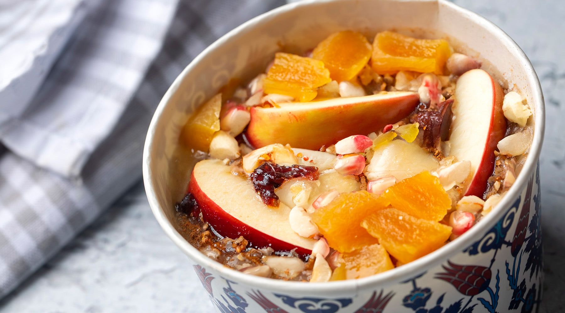 Caramelized Apple Wheat Berry Porridge with Cranberries and Pepitas