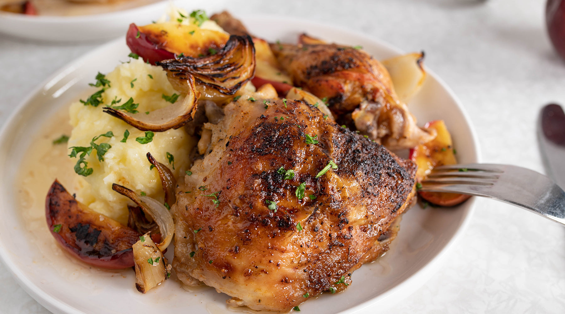 Chicken with Apple, Onion and Cider Sauce