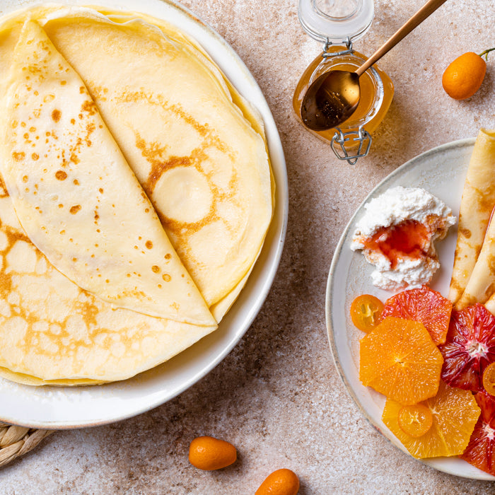 Crepes with Orange Caramel and Mascarpone