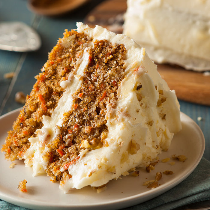 carrot cake slice on a plate