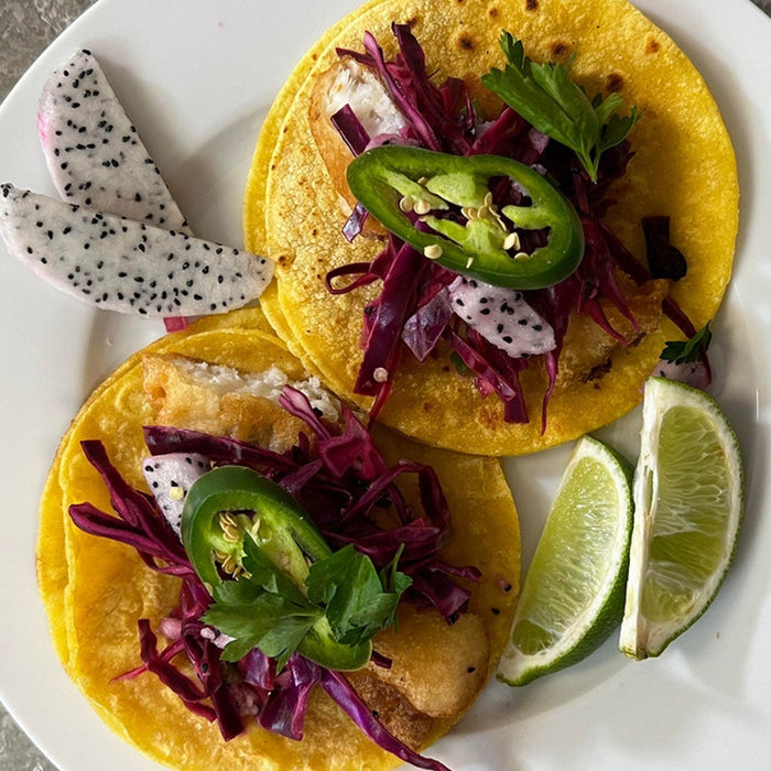 Tacos with Dragon Fruit Salsa