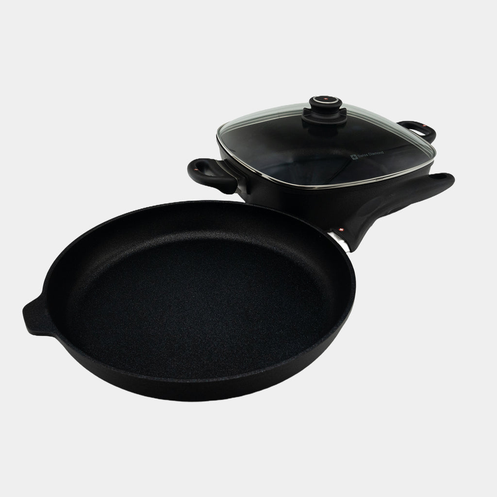 Swiss Diamond HD Nonstick 3-Piece Set - Fry Pan & Square Casserole