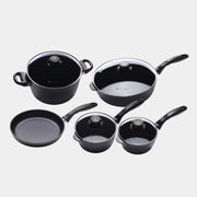 HD Nonstick 9-Piece Set - Italian Cooking Set - Includes: 9.5" Fry Pan + 1.4 qt Saucepan with Lid + 2.2 qt Saucepan with Lid + 4.3 qt Saute Pan with Lid + 5.5 qt Soup Pot with Lid
