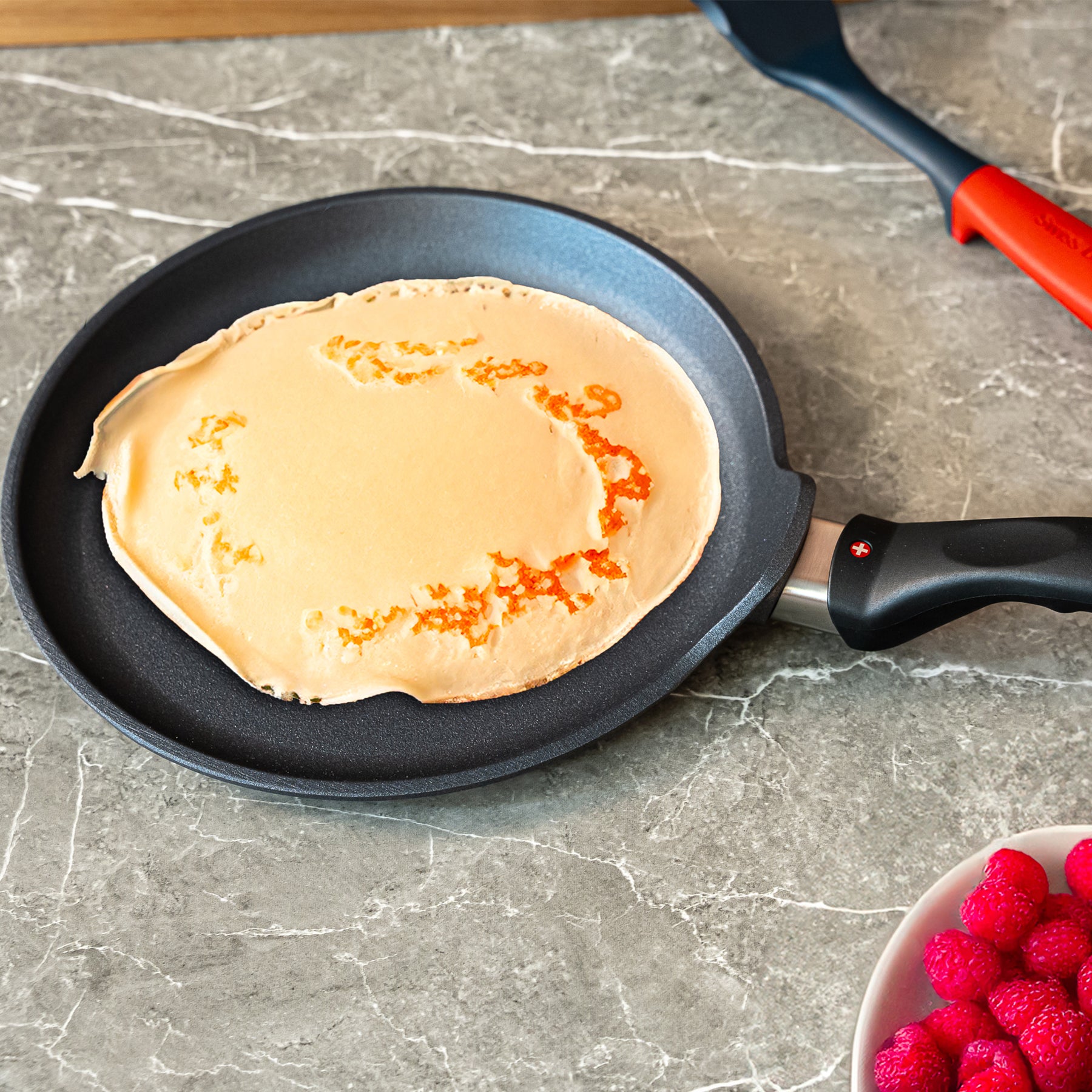 HD Nonstick Crepe Pan - in use with crepe on surface