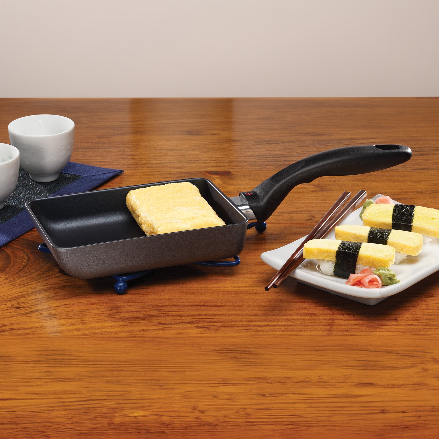 HD Nonstick 5" x 7" Japanese Omelet Pan - Induction in use on dining room table