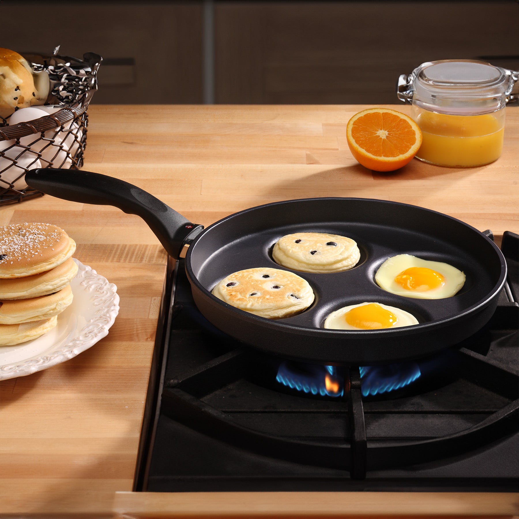 HD Nonstick 10.25" Plett Pan - Induction in use on kitchen gas stove top