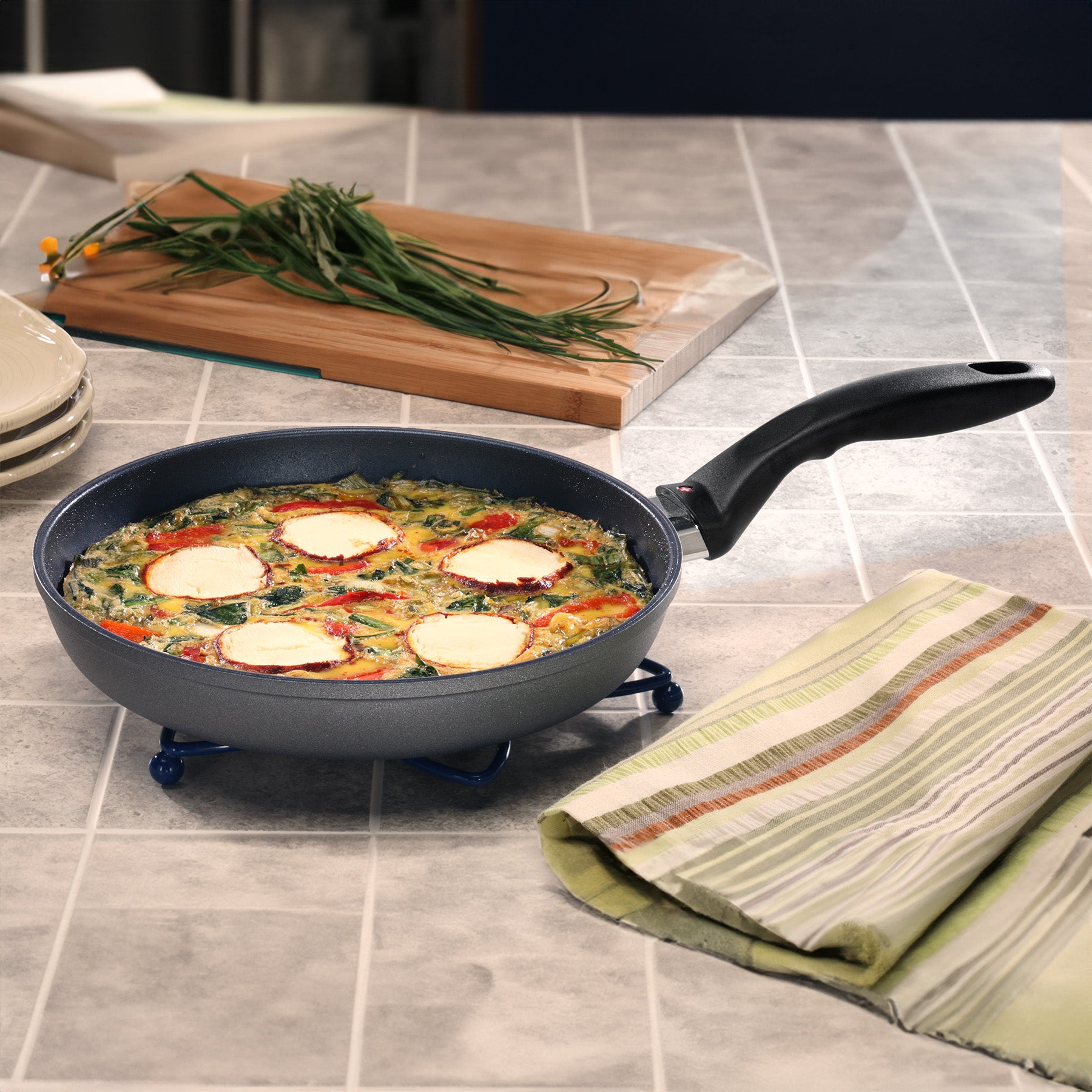HD Nonstick Fry Pan in use on kitchen counter