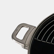 CHD Nonstick 12.5" Wok with Glass Lid close up view of the handle