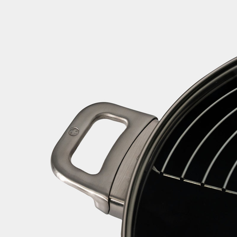 CHD Nonstick 12.5" Wok with Glass Lid close up view of the handle