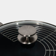 CHD Nonstick 12.5" Wok with Glass Lid with a close up view of the knob