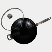 CHD Nonstick 12.5" Wok with Glass Lid top view