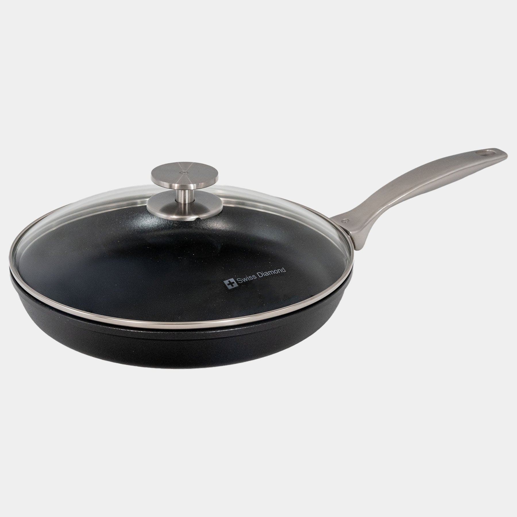 CHD Nonstick 10.25" Fry Pan with Glass Lid side angle view