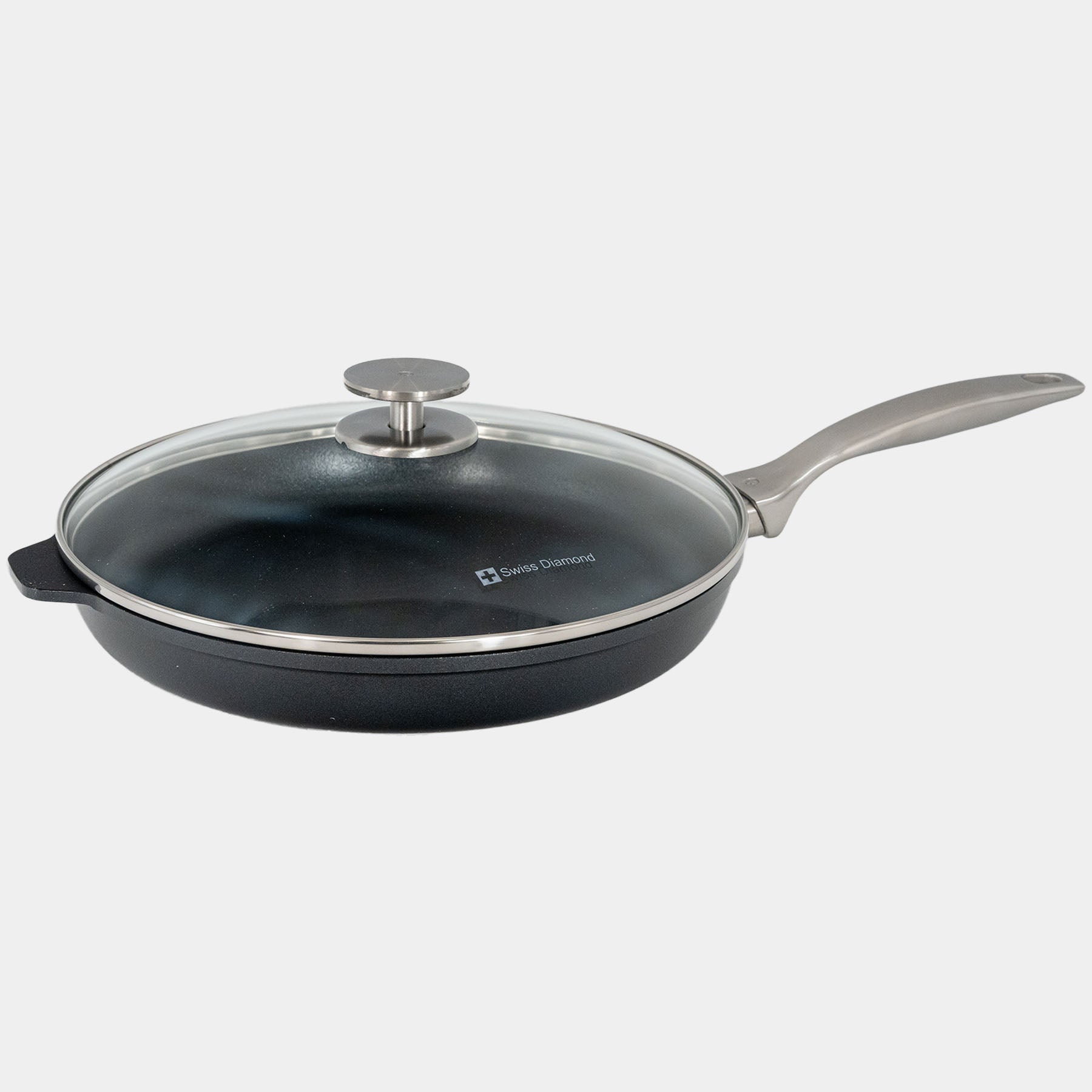 CHD Nonstick 11" Fry Pan with glass lid side view