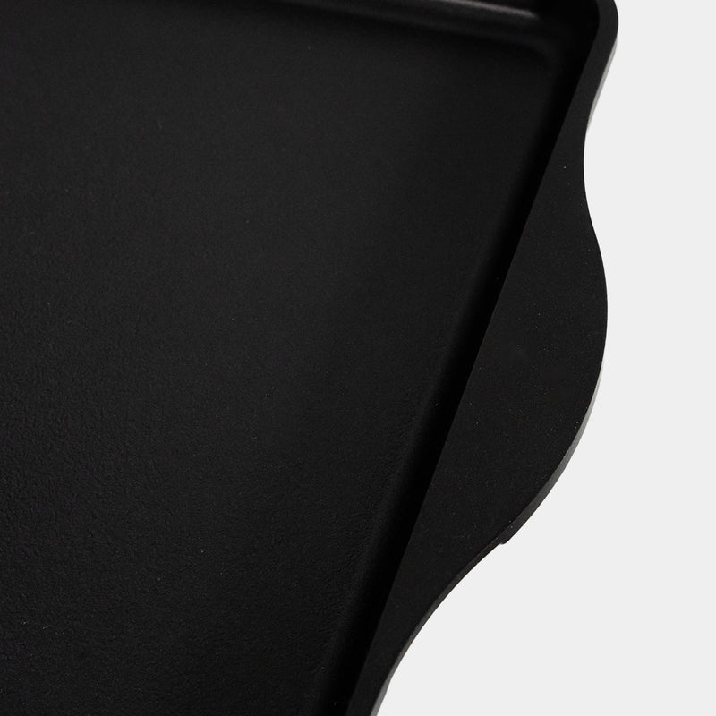 CHD Nonstick 17" x 11" Double-Burner Griddle close up of top view of handle