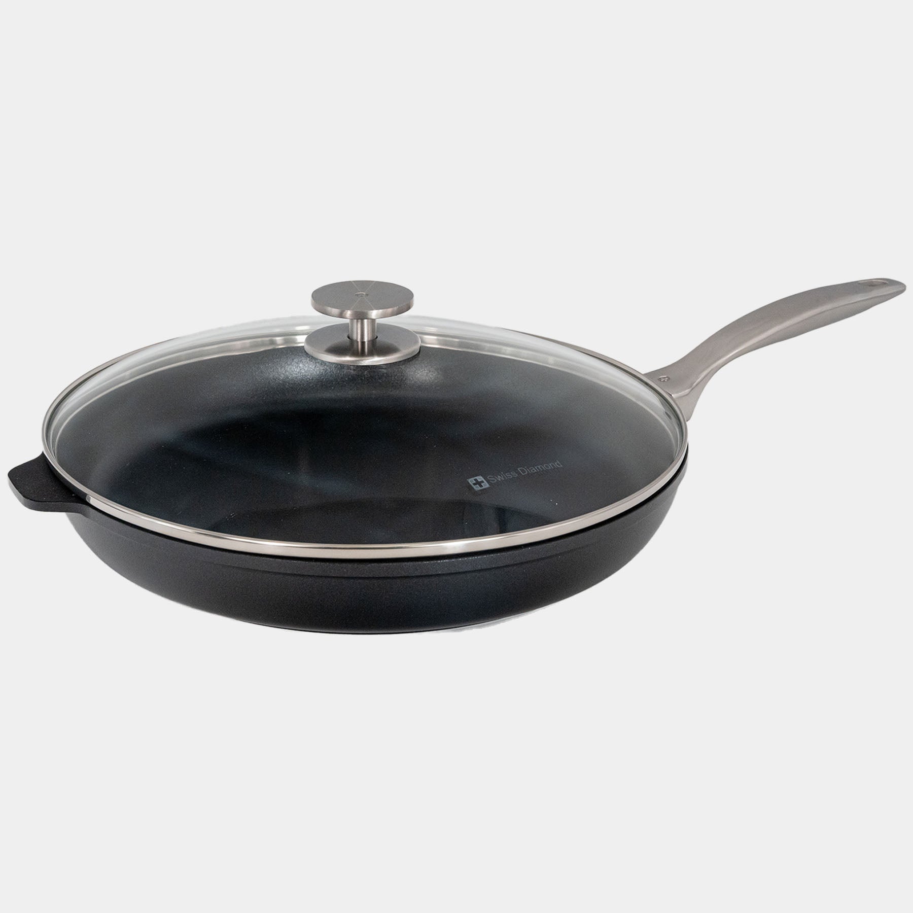 CHD Nonstick 12.5" Fry Pan with Glass Lid side view