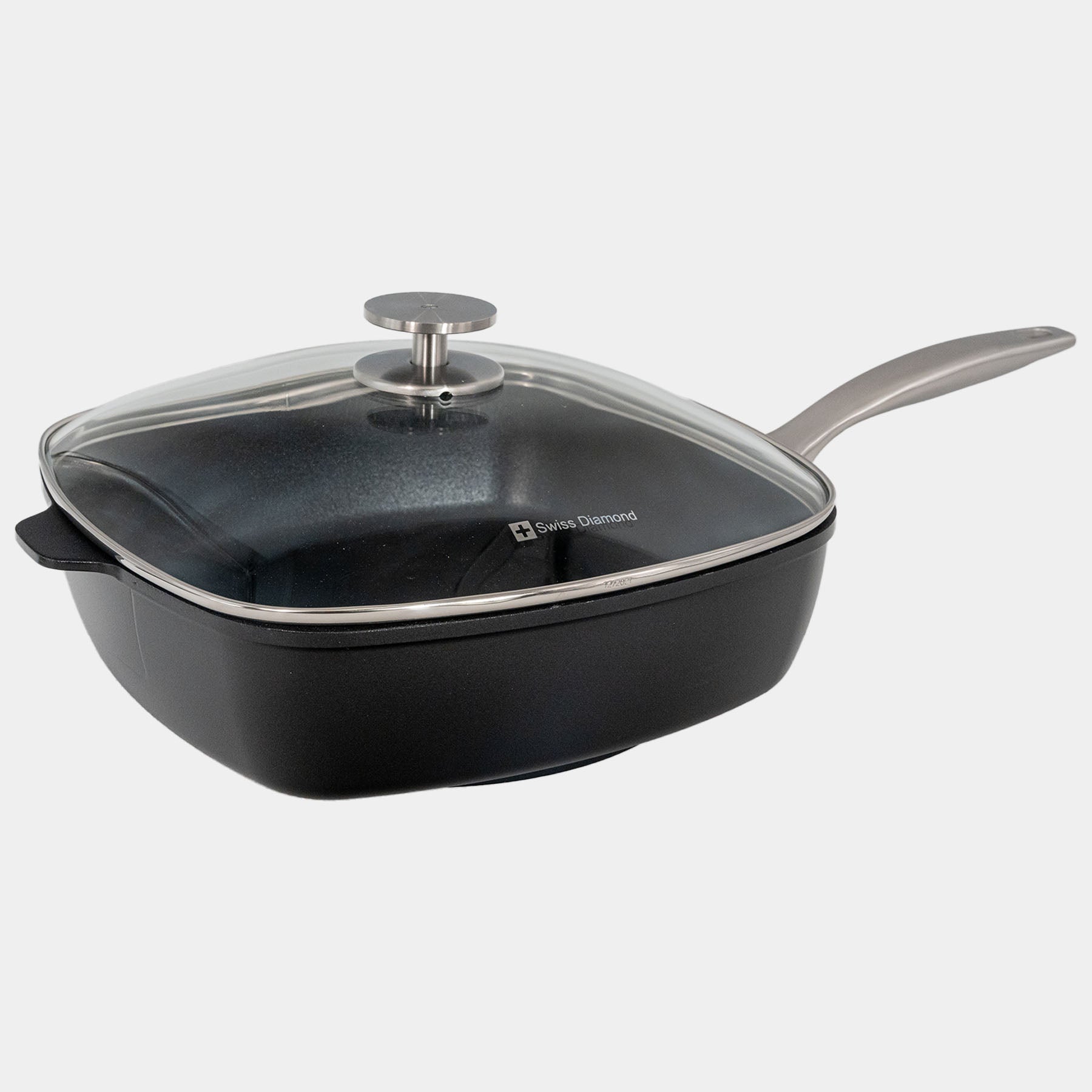 CHD Nonstick 11" x 11" Square Saute Pan with Glass Lid angle view