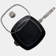 CHD Nonstick 11" x 11" Square Saute Pan with Glass Lid top view