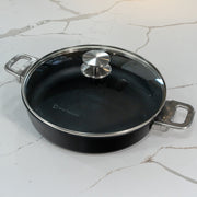 CHD Nonstick 3.7 qt Sauteuse with Glass Lid on marble kitchen counter