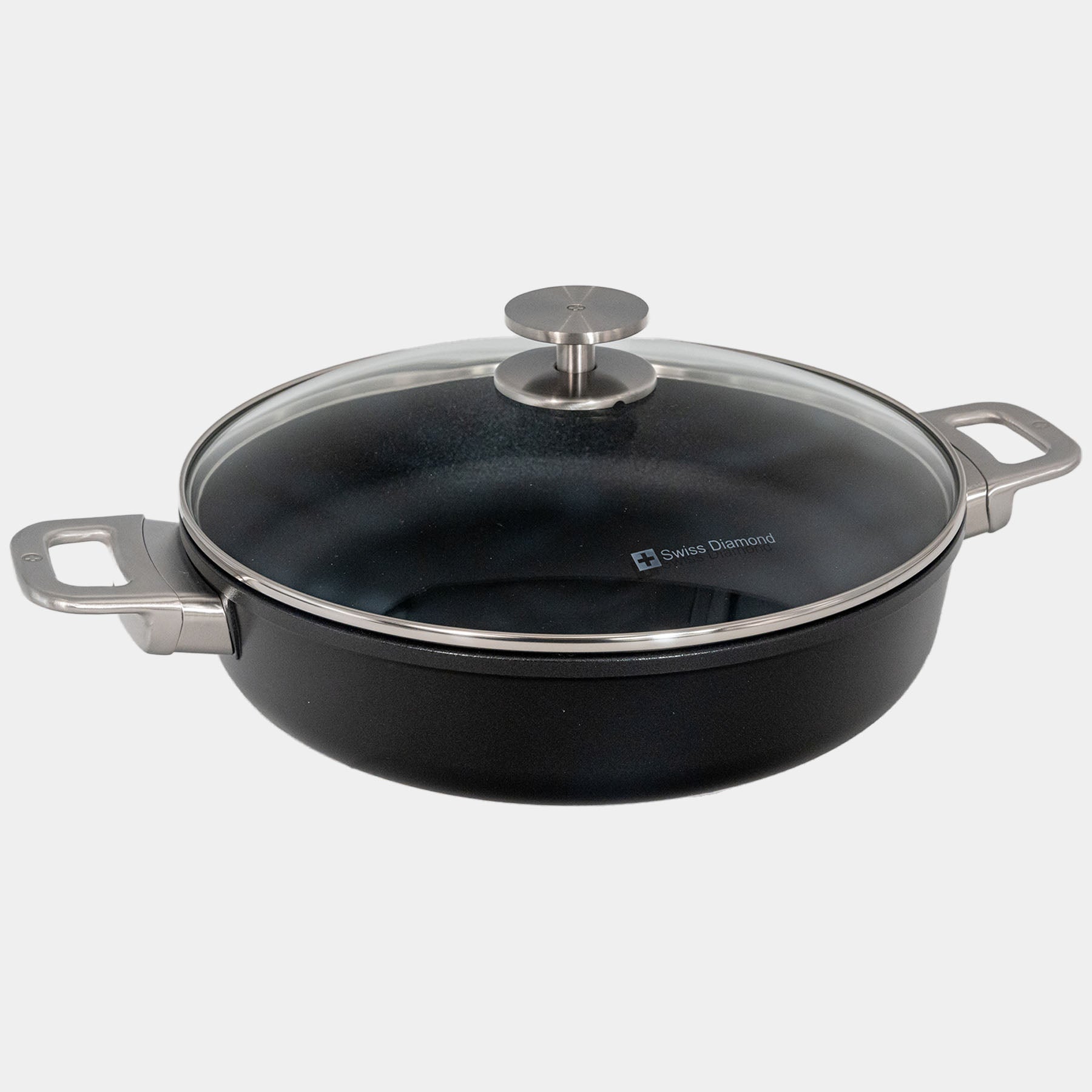 CHD Nonstick 3.7 qt Sauteuse with Glass Lid angle view