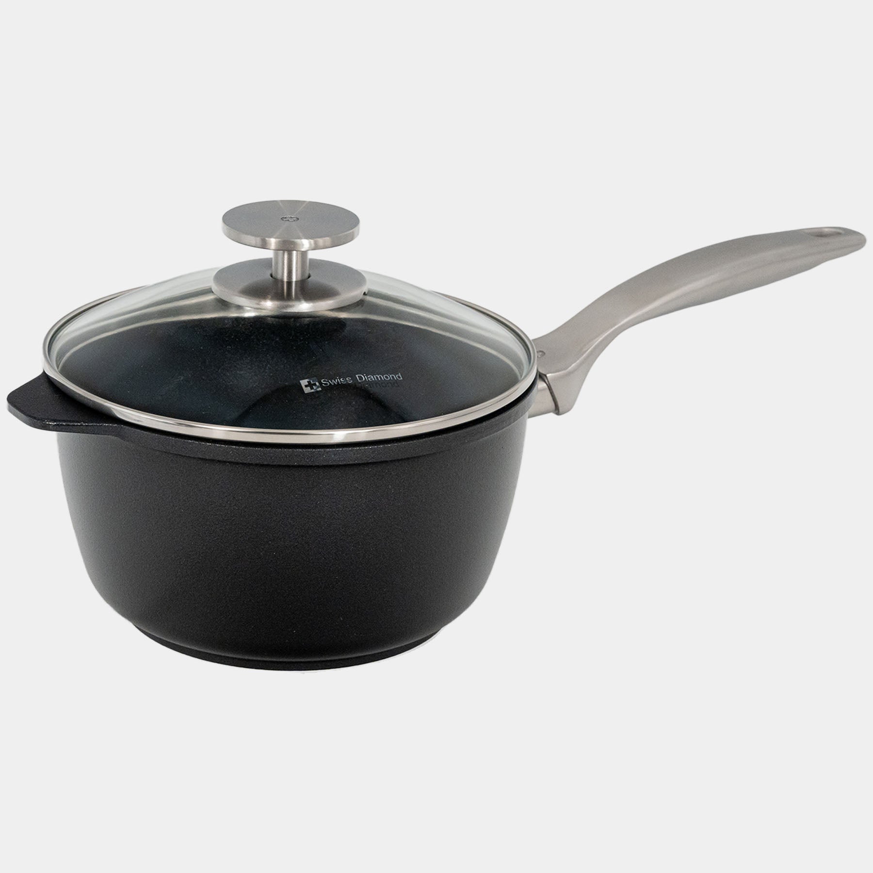 CHD Nonstick 2.2 qt Saucepan with Glass Lid angle view