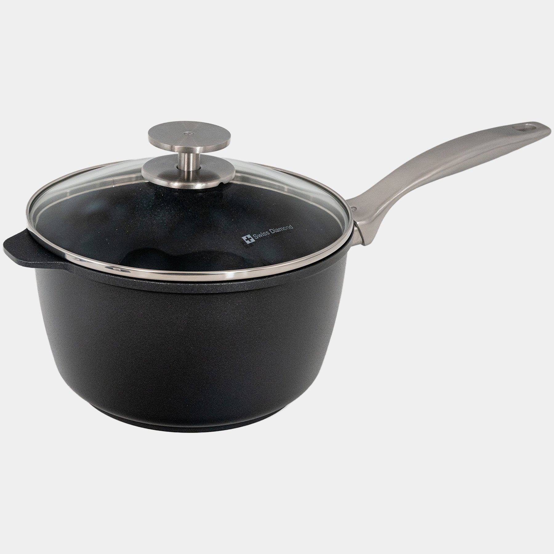 CHD Nonstick 3.2 qt Saucepan with Glass Lid angle view