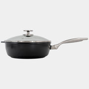 CHD Nonstick 3.2 qt Saute Pan with Glass Lid side view