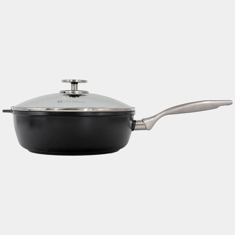 CHD Nonstick 3.2 qt Saute Pan with Glass Lid side view