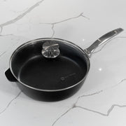 CHD Nonstick 3.8 qt Saute Pan with on white marble kitchen counter