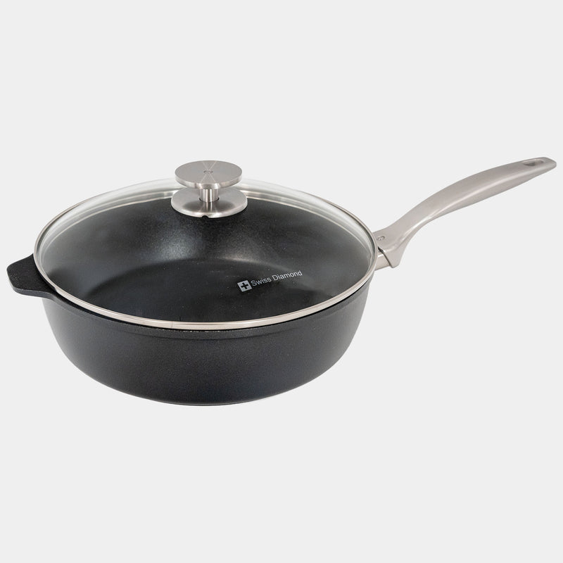 CHD Nonstick 3.8 qt Saute Pan with Glass Lid angle view