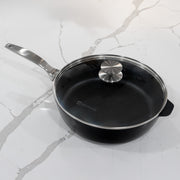 CHD Nonstick 4.3 qt Saute Pan with glass lid on marble white ktichen counter