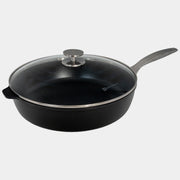 CHD Nonstick 5.8 qt Sauté Pan with glass lid angle view