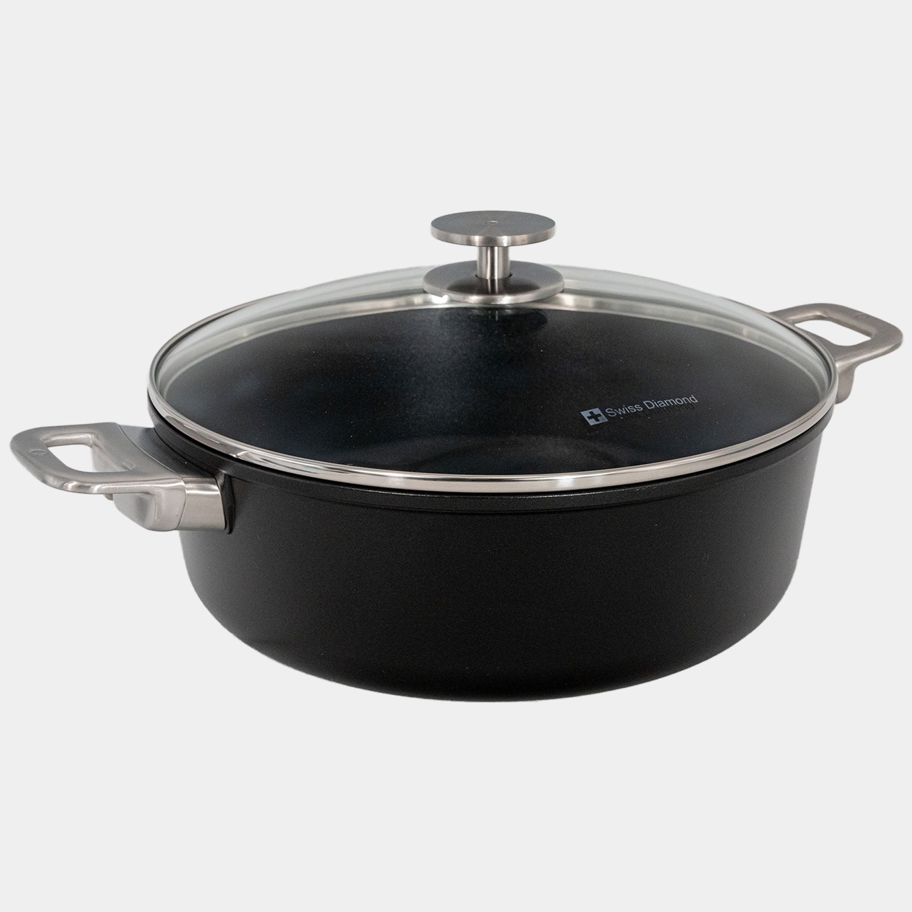 CHD Nonstick 5.3 qt Braiser with Glass Lid angle view