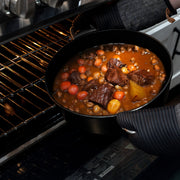 CHD Nonstick 7.2 qt Braiser being pulled out of oven with food inside
