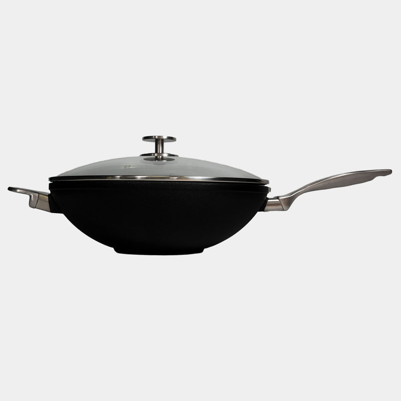 CXD PFAS Free Nonstick  Wok with Lid and Rack - 12.5" (32 cm), 5.3 QT (5 L) - Swiss Diamond