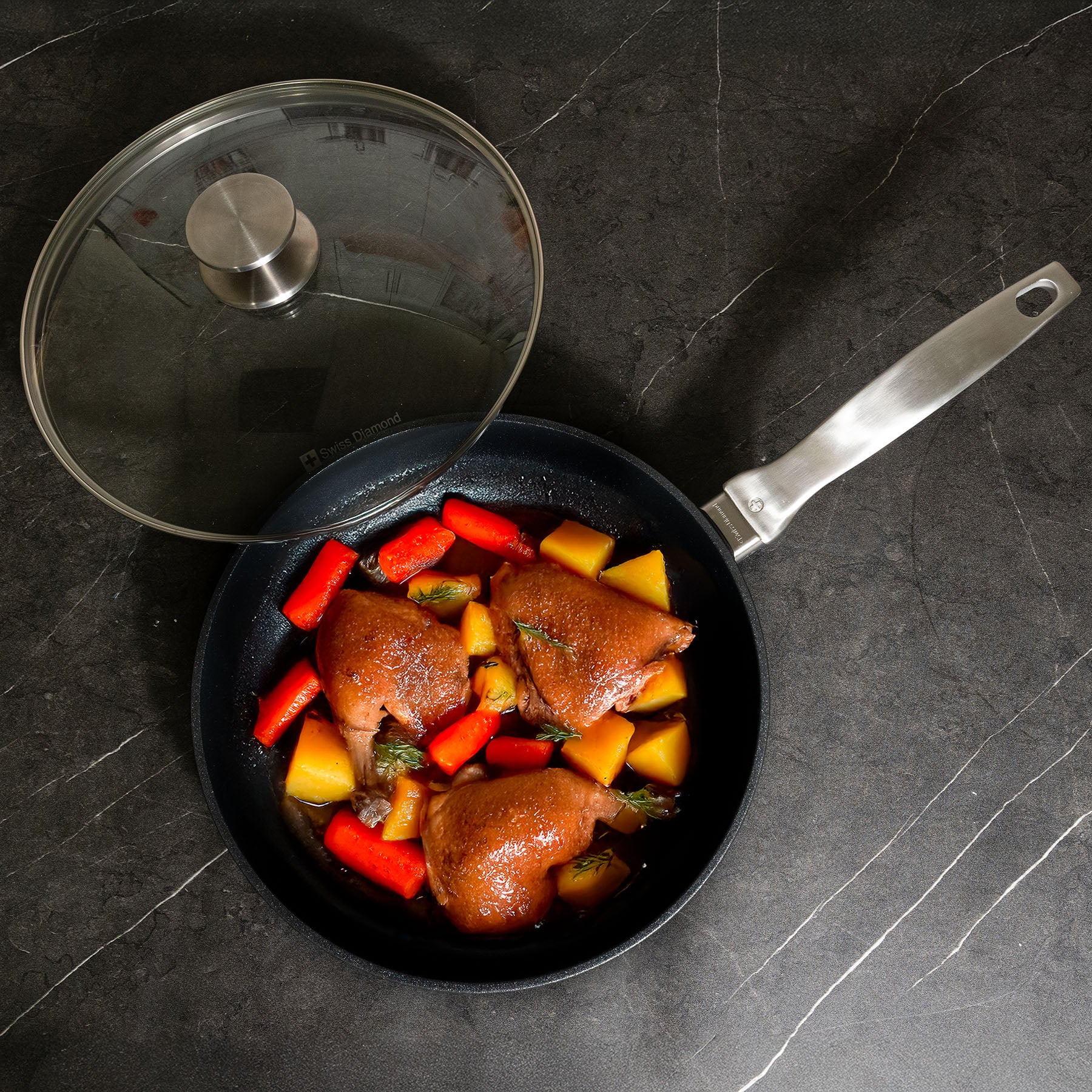 CXD PFAS Free Nonstick Fry Pan with Glass Lid