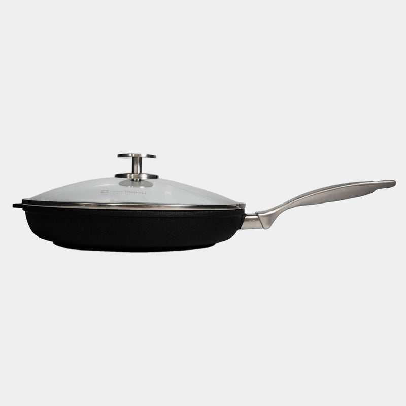 CXD PFAS Free Nonstick Fry Pan with Glass Lid - Swiss Diamond